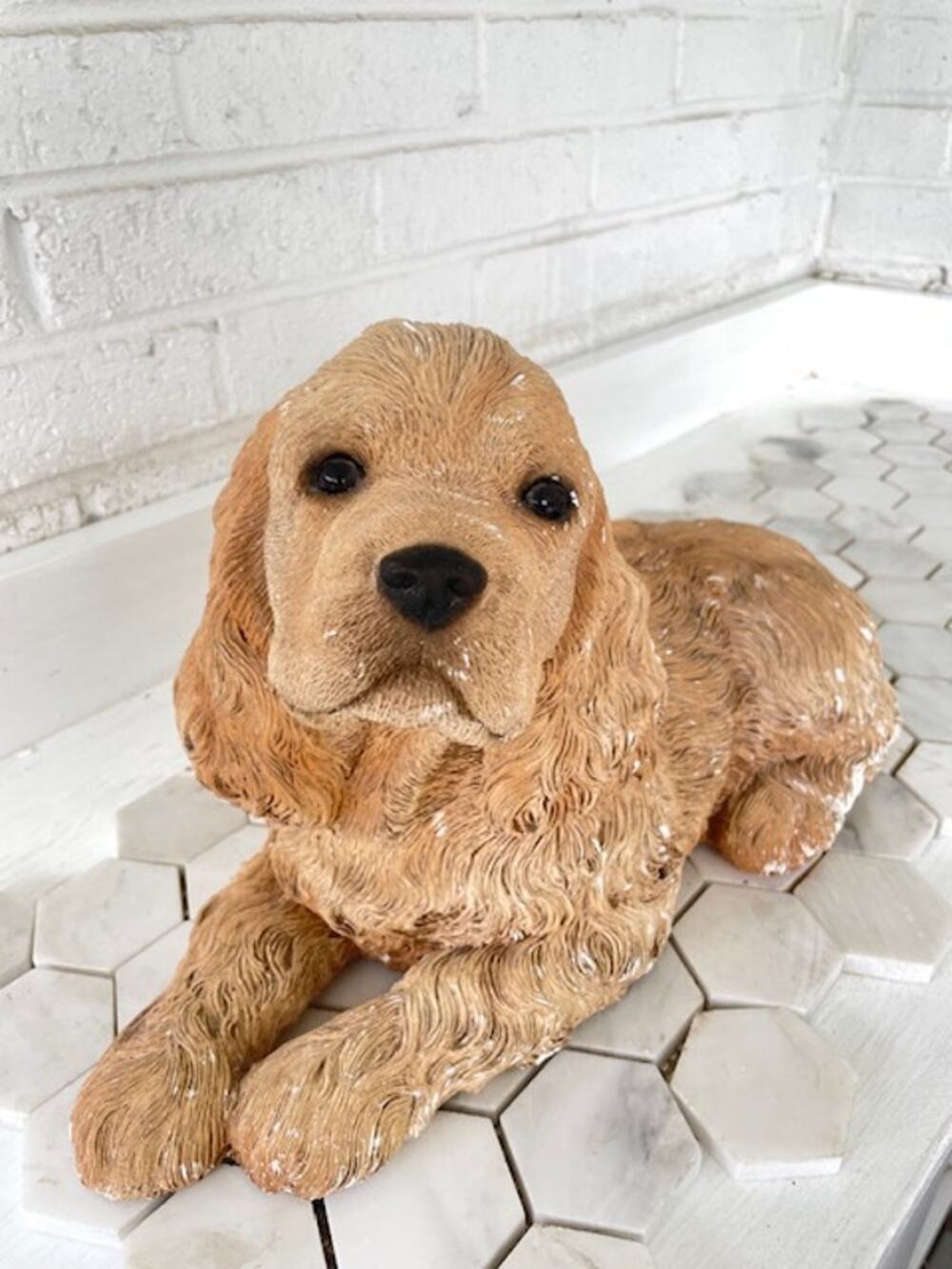 Vintage 1989 Living Stone Cocker Spaniel Dog Life Size Sculpture USA 17""